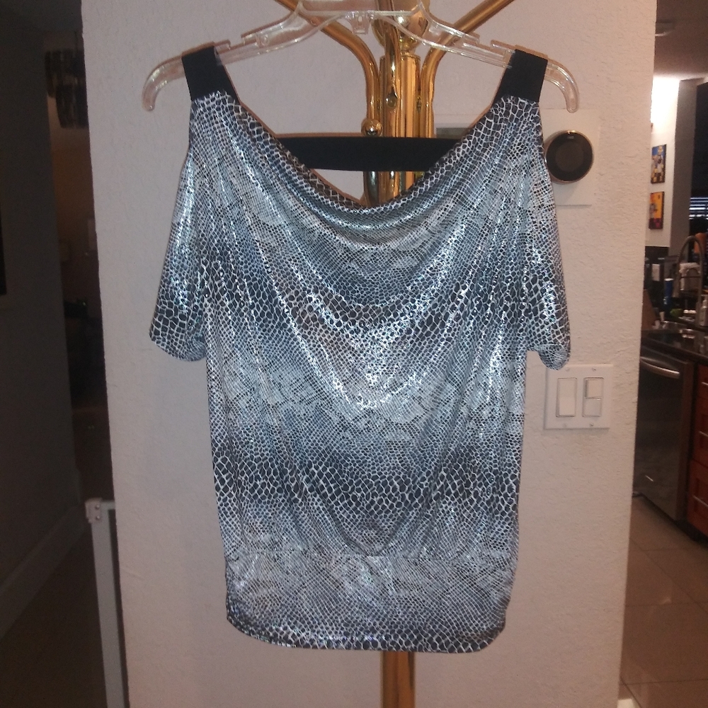 Black & Silver Snake Skin Print Blouse